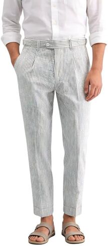 Mens Seersucker Pants Breathable Lightweight with Adjustable Waist for Summer Casual Business in Saudi Arabia