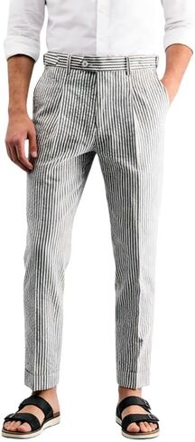 Mens Seersucker Pants Breathable Lightweight with Adjustable Waist for Summer Casual Business in Saudi Arabia