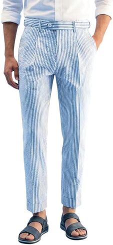 Mens Seersucker Pants Breathable Lightweight with Adjustable Waist for Summer Casual Business in Saudi Arabia