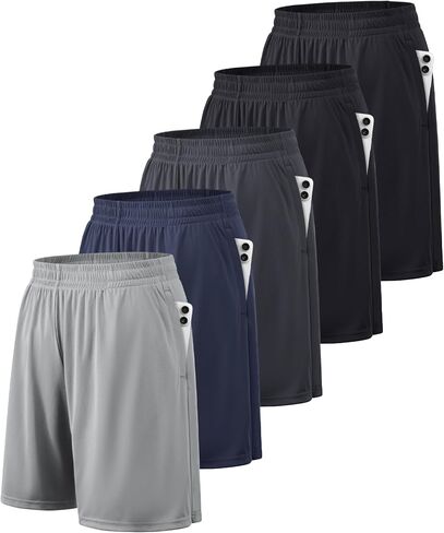 Mens Athletic Shorts 5 Pack with Large Pockets - Upgraded Seams Quick Dry Outside Workout Running Gym Activewear in Saudi Arabia