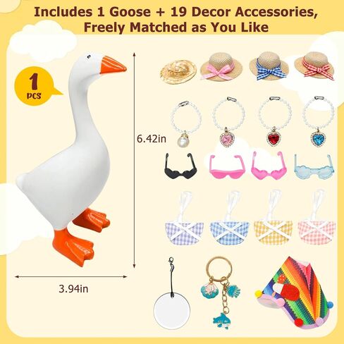 7 Inch Desk Goose with 5 Outfit Sets, Magnetic Key Holder, Resin Mini Goose Statue and Desk Accessories in Saudi Arabia