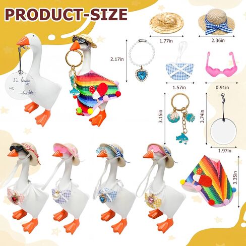 7 Inch Desk Goose with 5 Outfit Sets, Magnetic Key Holder, Resin Mini Goose Statue and Desk Accessories in Saudi Arabia
