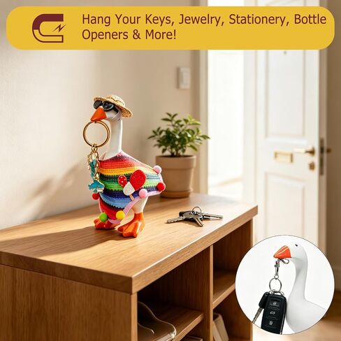 7 Inch Desk Goose with 5 Outfit Sets, Magnetic Key Holder, Resin Mini Goose Statue and Desk Accessories in Saudi Arabia