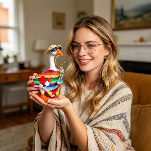 7 Inch Desk Goose with 5 Outfit Sets, Magnetic Key Holder, Resin Mini Goose Statue and Desk Accessories in Saudi Arabia