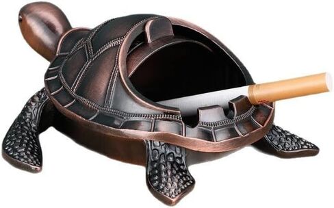 Vintage Turtle Windproof Ashtray with Lid Portable Cigarette Odor Ashtray Holder for Outdoor Indoor Smokers Metal Desktop Smoking Tobacco Ash Tray for Home Office Decoration in Saudi Arabia