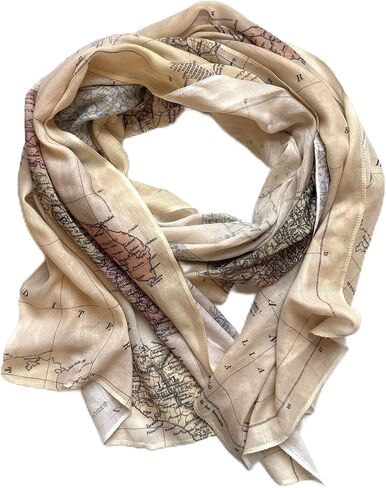 Vintage Italy Map Print Scarf, Viscose, 78 x 24 Inches, Lightweight Women's Fashion Wrap in Saudi Arabia