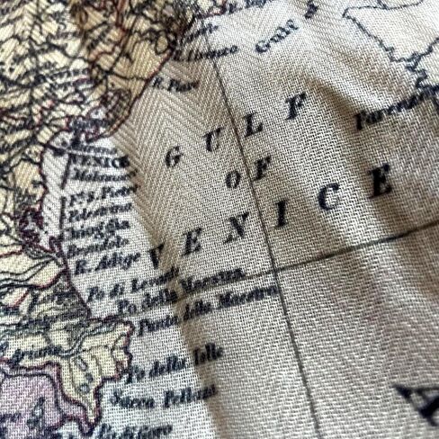 Vintage Italy Map Print Scarf, Viscose, 78 x 24 Inches, Lightweight Women's Fashion Wrap in Saudi Arabia