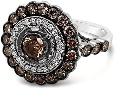 LE VIAN Chocolate Diamond Vanilla Diamond Statement Ring for Women - 14K White Gold Ring for Her (Brown/G-H, VS2-SI1, 1.92 Cttw) Promise Wedding Anniversary Band Size 7 in Kuwait