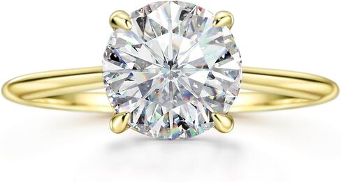 Michooyel 18K Gold Plated Round Cut Solitare 925 Sterling Silver | 2ct Engagement Ring Women, Wedding Ring, Promise Ring Cubic Zirconia in Kuwait