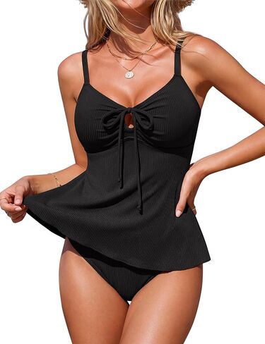 BMJL Women's Tankini Swimsuits Ribbed Two Piece Bathing Suit Cute Slimming Swim Suits Flattering Swimwear in Kuwait