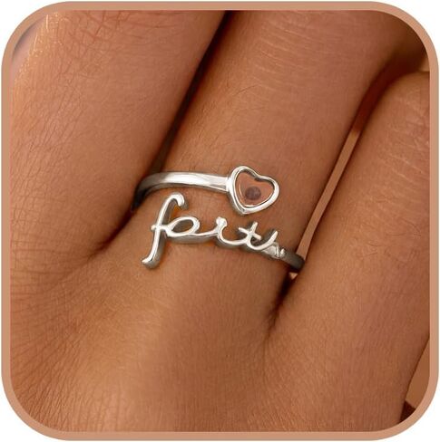 925 Sterling Silver Mustard Seed Heart Ring for Women Christian Engraved Faith Ring 14K Gold Plated Adjustable Open Ring Religious Jewelry Baptism Confirmation Christian Graduation Gifts in Saudi Arabia