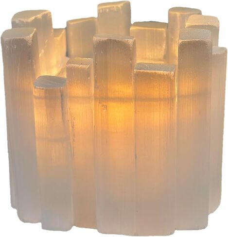 Selenite Tea Light Holder, Square Irregular Cup | Natural Selenite Crystal, Home Decor, Meditation, Yoga, Reiki, Gift Item in Saudi Arabia