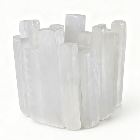 Selenite Tea Light Holder, Square Irregular Cup | Natural Selenite Crystal, Home Decor, Meditation, Yoga, Reiki, Gift Item in Saudi Arabia