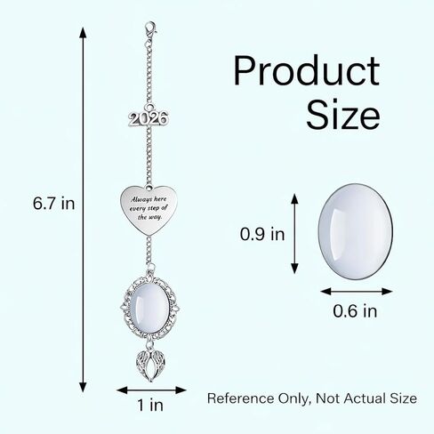 2026 Graduation Tassel Photo Charm, Oval Frame with Angel Wings, Heart Message Tag, Silver Memorial Keepsake with Gift Box in Saudi Arabia