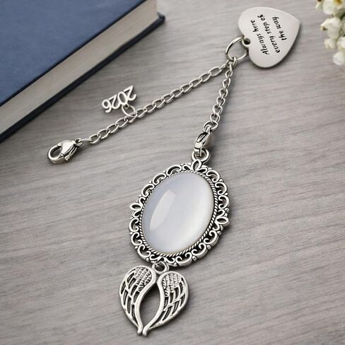 2026 Graduation Tassel Photo Charm, Oval Frame with Angel Wings, Heart Message Tag, Silver Memorial Keepsake with Gift Box in Saudi Arabia
