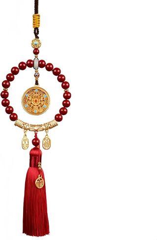 Cinnabar Feng Shui Hanging Ornament – Red Tassel Charm for Protection, Peace, and Good Fortune, for Auspicious Blessings. in Kuwait