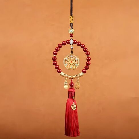 Cinnabar Feng Shui Hanging Ornament – Red Tassel Charm for Protection, Peace, and Good Fortune, for Auspicious Blessings. in Kuwait