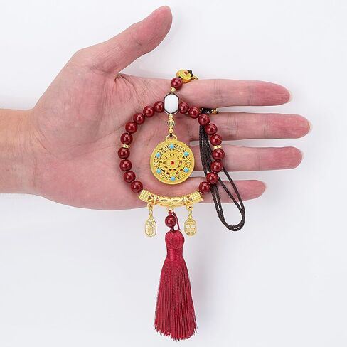Cinnabar Feng Shui Hanging Ornament – Red Tassel Charm for Protection, Peace, and Good Fortune, for Auspicious Blessings. in Kuwait
