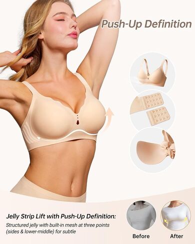 As Fairy Womens Bras Seamless No Underwire Scalloped Full Coverage Push Up Wireless Everyday Bra with Diamond-Shaped Hole in Saudi Arabia