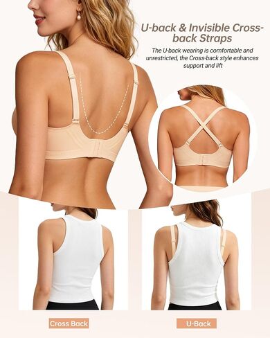 As Fairy Womens Bras Seamless No Underwire Scalloped Full Coverage Push Up Wireless Everyday Bra with Diamond-Shaped Hole in Saudi Arabia