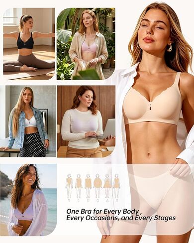 As Fairy Womens Bras Seamless No Underwire Scalloped Full Coverage Push Up Wireless Everyday Bra with Diamond-Shaped Hole in Saudi Arabia