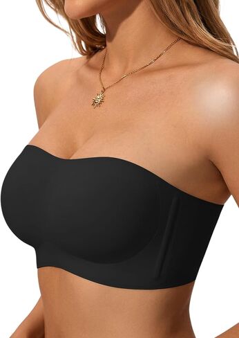 Strapless Bra for Women Non-Slip Silicone Bandeau Invisible Under Dresses Convertible with Clear & Fabric Straps in Saudi Arabia
