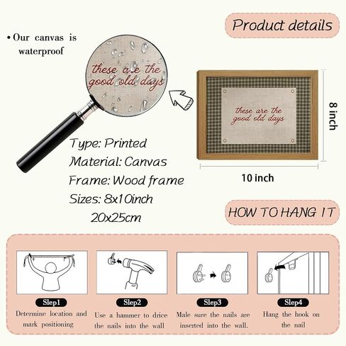 Msvenors مؤطرة هذه هي الأيام القديمة الجيدة جدار الفن، خمر Cottagecore القماش القطني ديكور الجدار قماش، صور اقتباس ملهمة، ديكور المنزل ريفي لغرفة الطعام المطبخ غرفة المعيشة غرفة نوم 8x10in in Kuwait