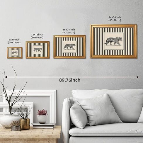 Gold Framed Vintage Tiger Wall Art Black and White Striped Wild Animal Poster Retro Jungle Big Cat Wildlife Canvas Print Botanical Safari Minimalist Exotic Artwork for Home Office Decor 8x10inch in Saudi Arabia