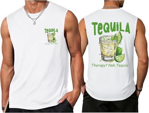 KIEKIECOO Men's Tequila Tank Top Shirt Funny Drinking Sleeveless Tees Cinco De Mayo Margarita Fiesta Shirt Muscle Cotton Tank in Saudi Arabia