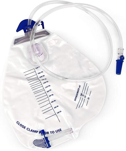 McKesson Pack of 20 Urinary Drainage Bag with Anti-Reflux Drip Chamber 2000 ml 48 Inch Sterile Drainage Tube Disposable System for Incontinence Care in Kuwait