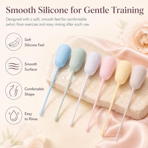 Pelvic Floor Exercise Weights, Set of 6 Silicone Kegel Weights with LED Storage Case, OTC, Individually Wrapped, Helps Improve Urinary Incontinence (Brilliant White/Case) in Saudi Arabia