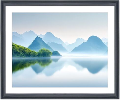 إطارات صور بانورامية مقاس 22 × 27 من الخشب الصلب، مع حصيرة بيضاء، تناسب صور مقاس 19 × 24 بوصة مع حصيرة أو مقاس 22 × 27 بدون حصيرة، إطار ملصق مقاس 22 × 27 إطار صورة جدار عائلي مقاس 19 × 24 إطار صورة أسود (L23B2227W1924) in Kuwait