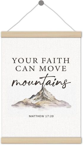 Faith Can Move Mountains Christian Poster Hanger Frame 12x16 Inch, Bible Verses Wall Decor, Motivational Religious Scripture Wall Art Decor for Home Bedroom Living Room Office in Kuwait