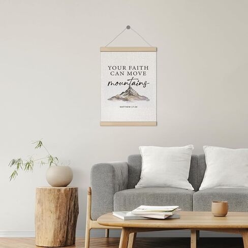 Faith Can Move Mountains Christian Poster Hanger Frame 12x16 Inch, Bible Verses Wall Decor, Motivational Religious Scripture Wall Art Decor for Home Bedroom Living Room Office in Kuwait