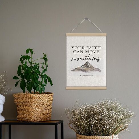 Faith Can Move Mountains Christian Poster Hanger Frame 12x16 Inch, Bible Verses Wall Decor, Motivational Religious Scripture Wall Art Decor for Home Bedroom Living Room Office in Kuwait