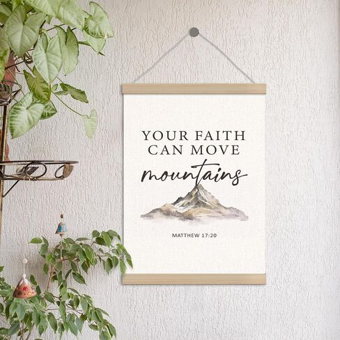 Faith Can Move Mountains Christian Poster Hanger Frame 12x16 Inch, Bible Verses Wall Decor, Motivational Religious Scripture Wall Art Decor for Home Bedroom Living Room Office in Kuwait