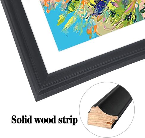 20x27 Panoramic Picture Frames Solid Wood ,With White Mat ,Fit 17x24 inch Photos with Mat or 20x27 without Mat，Poster Frame 20x27Photo Frames Family Wall 17x24 Picture Frame Black (L23B2027W1724) in Kuwait