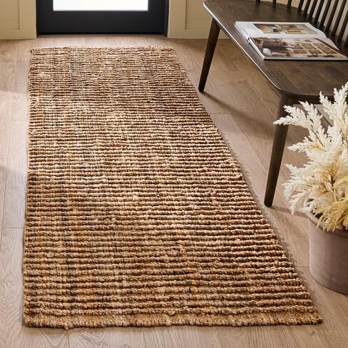 SAFAVIEH Natural Fiber Collection Runner Rug - 2' x 8', Natural Brown, Handmade Jute, Farmhouse Style, Chunky Textured Thick Pile (NF447A) in Kuwait