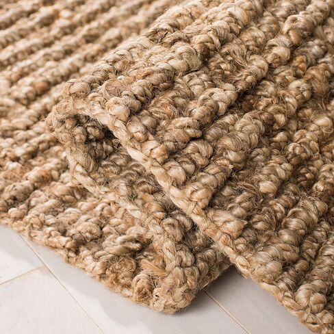 SAFAVIEH Natural Fiber Collection Runner Rug - 2' x 8', Natural Brown, Handmade Jute, Farmhouse Style, Chunky Textured Thick Pile (NF447A) in Kuwait