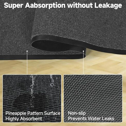 3x10 Runner Rug Kitchen Rugs, Non Slip Washable Indoor Outdoor Area Rug Entry Mat with Rubber Backing Carpet Runner Ribbed for Hallway, Balcony, Patio, Garage, Stair, Laundry in Saudi Arabia