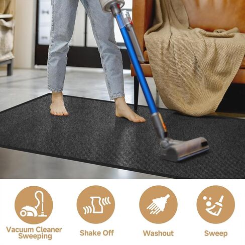 3x10 Runner Rug Kitchen Rugs, Non Slip Washable Indoor Outdoor Area Rug Entry Mat with Rubber Backing Carpet Runner Ribbed for Hallway, Balcony, Patio, Garage, Stair, Laundry in Saudi Arabia