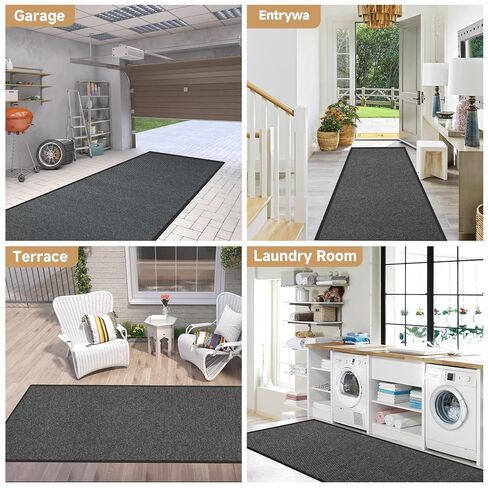 3x10 Runner Rug Kitchen Rugs, Non Slip Washable Indoor Outdoor Area Rug Entry Mat with Rubber Backing Carpet Runner Ribbed for Hallway, Balcony, Patio, Garage, Stair, Laundry in Saudi Arabia