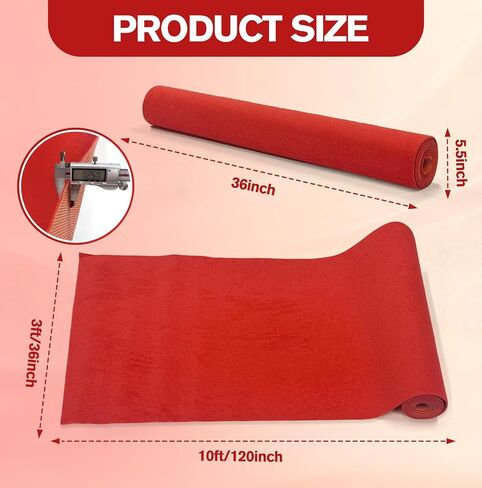 3 x 10ft Red Carpet Runner 450 GSM 5MM Extra Thick Waterproof Red Rug Non Slip Aisle Runners Rug for Weddings, Events, Birthday, Banquet, Proposal Graduation Decoration in Saudi Arabia