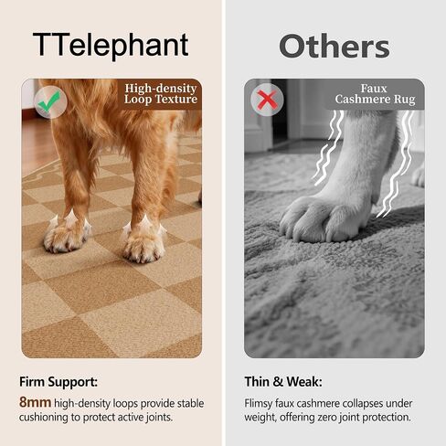 Waterproof 2x6 Runner Rug Non Slip - Floor Runners for Dogs,Washable & Joint-Friendly Dense Loop Pile Carpet Runners for Hallway, Kitchen, Indoor Entryway, Laundry, Checked Beige in Kuwait