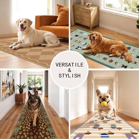 Waterproof 2x6 Runner Rug Non Slip - Floor Runners for Dogs,Washable & Joint-Friendly Dense Loop Pile Carpet Runners for Hallway, Kitchen, Indoor Entryway, Laundry, Checked Beige in Kuwait
