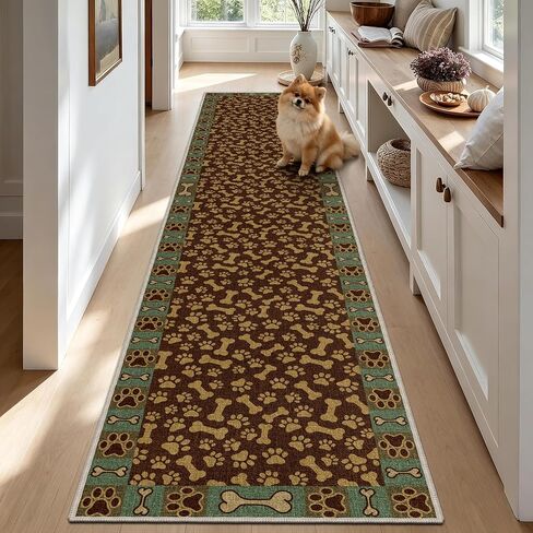 Waterproof 2x6 Runner Rug Non Slip - Floor Runners for Dogs,Washable & Joint-Friendly Dense Loop Pile Carpet Runners for Hallway, Kitchen, Indoor Entryway, Laundry, Checked Beige in Kuwait
