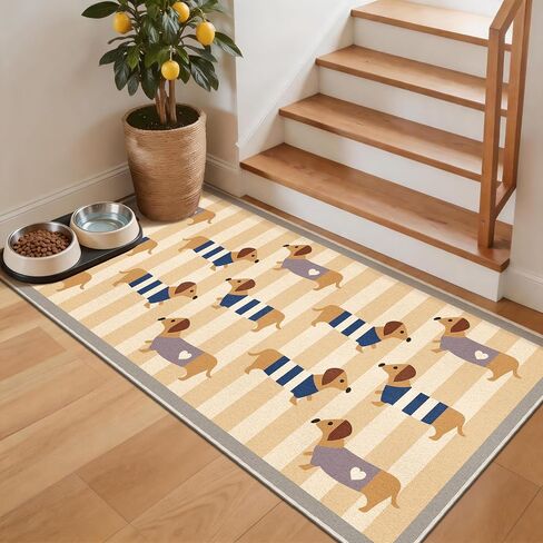 Waterproof 2x6 Runner Rug Non Slip - Floor Runners for Dogs,Washable & Joint-Friendly Dense Loop Pile Carpet Runners for Hallway, Kitchen, Indoor Entryway, Laundry, Checked Beige in Kuwait