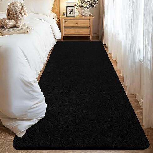 qulint Hallway Runner Rug 2x8, Black Kitchen Runner Rugs Non Skid Washable Thickened Memory-Foam Indoor Bedroom Rug, Modern Minimalist Solid Soft Carpet for Living Room Entryway Home Decor in Saudi Arabia