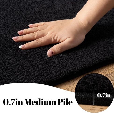 qulint Hallway Runner Rug 2x8, Black Kitchen Runner Rugs Non Skid Washable Thickened Memory-Foam Indoor Bedroom Rug, Modern Minimalist Solid Soft Carpet for Living Room Entryway Home Decor in Saudi Arabia