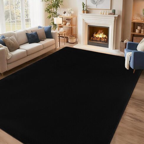 qulint Hallway Runner Rug 2x8, Black Kitchen Runner Rugs Non Skid Washable Thickened Memory-Foam Indoor Bedroom Rug, Modern Minimalist Solid Soft Carpet for Living Room Entryway Home Decor in Saudi Arabia